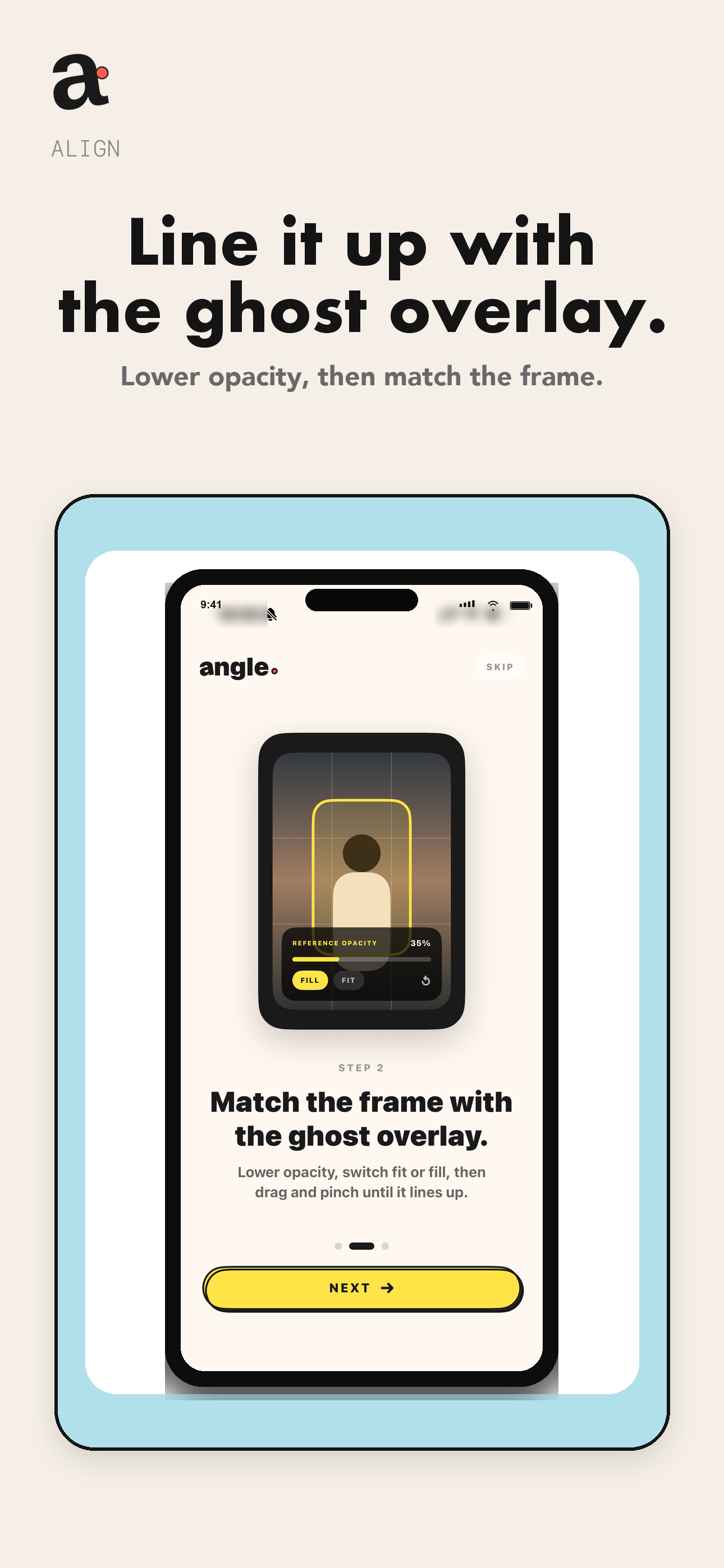 Angle ghost overlay showing how to match the reference frame